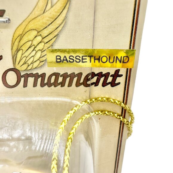 Basset Hound Angel Ornament Handcrafted Black Dog With Gold Wings and Halo - Picture 2 of 5